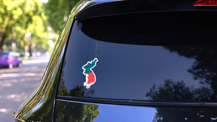 North And South Korea Sticker on a Rear Car Window (New) example