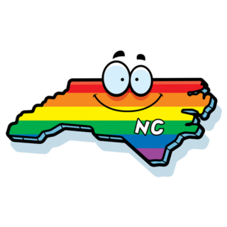 North Carolina Cartoon Map Smiling Rainbow Sticker