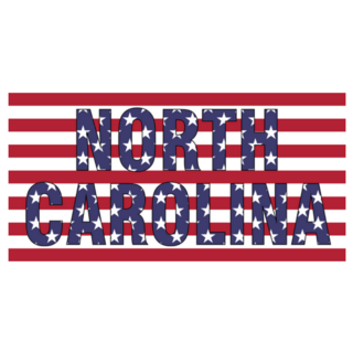 North Carolina On USA Flag Sticker