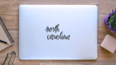 North Carolina Script Sticker on a Laptop (New) example