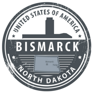 North Dakota, Bismarck, Stamp Illustration Sticker
