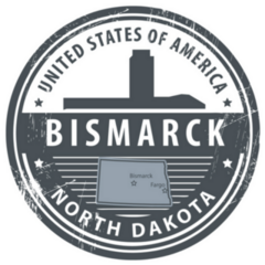 North Dakota, Bismarck, Stamp Illustration Sticker