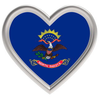 North Dakota Flag In Golden Heart Sticker