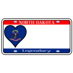 North Dakota Heart License Plate State Flag Sticker