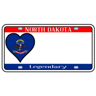 North Dakota Heart License Plate State Flag Sticker