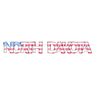 North Dakota Lettering In US Flag Sticker