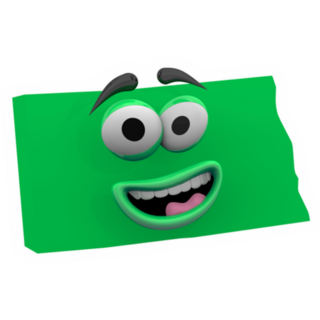 North Dakota State Map Funny Cartoon Face Sticker