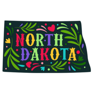 North Dakota State Map With Decorative Ornaments Sticker
