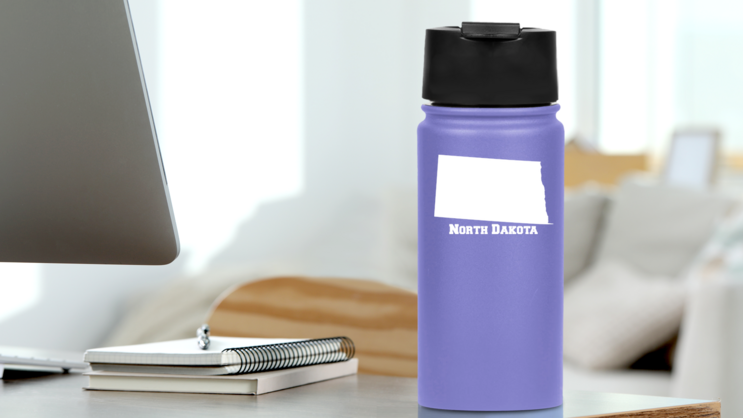 North Dakota State Sticker on a Water Bottle (New) example