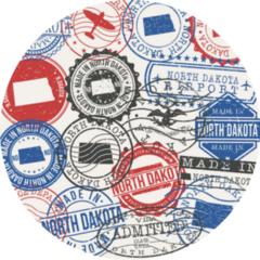 North Dakota, Usa Set Of Stamps Travel Passport Sticker