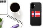 Norway Flag Sticker on a Phone (New) example