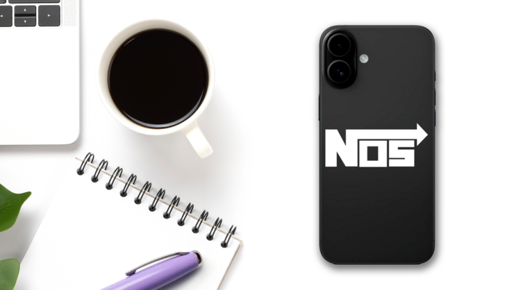 Nos Nitrous Oxide Sticker on a Phone (New) example