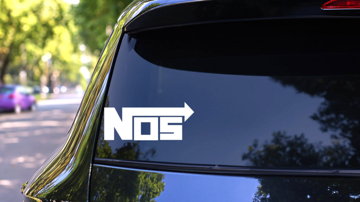 Nos Nitrous Oxide Sticker on a Rear Car Window (New) example