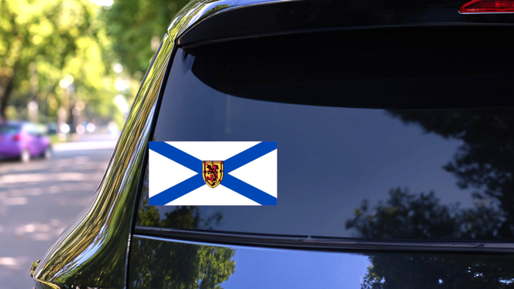 Nova Scotia Flag Sticker on a Rear Car Window (New) example