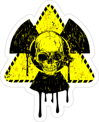 Nuclear Warning Dripping Skull Sticker