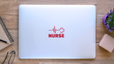 Nurse Cardiac Frequence Transfer Sticker on a Laptop (New) example