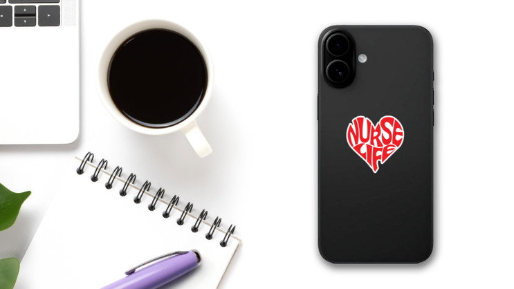 Nurse Life - Heart Sticker on a Phone (New) example