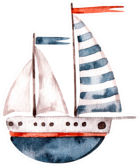 Nursery Cute Abstract Watercolor Boat Sticker