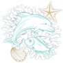Ocean And Sea Line Art Dolphin Sticker