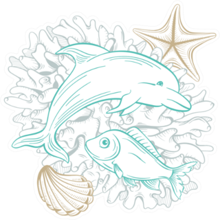 Ocean And Sea Line Art Dolphin Sticker