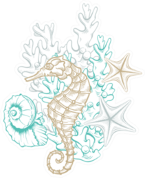 Ocean And Sea Marine Line Art SeaHorse Sticker