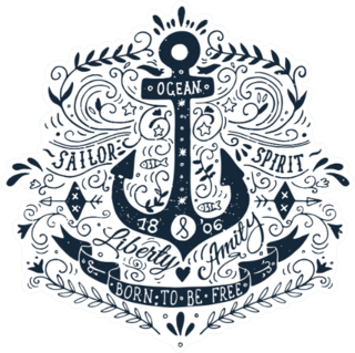 Ocean, Born To Be Free Anchor Sticker