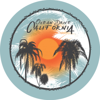 Ocean Drive California Illustration Sticker