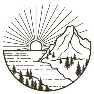 Ocean Mountainscape Circle Sticker