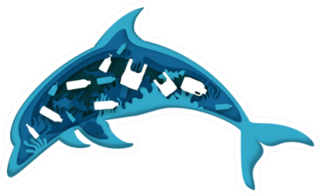 Ocean Pollution, Dolphin Illustration Sticker