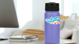 Ocean Waves and Fish Sticker on a Water Bottle (New) example