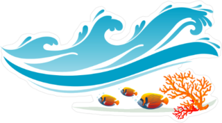 Ocean Waves and Fish Sticker