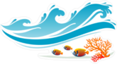 Ocean Waves and Fish Sticker