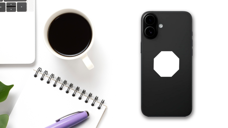 Octagon Shape Sticker on a Phone (New) example