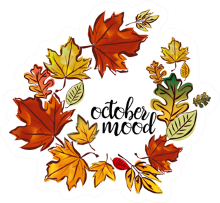 October Mood Wreath Of Autumn Leaves Sticker