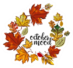 October Mood Wreath Of Autumn Leaves Sticker