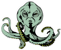 Octopus With Alien Head Sticker