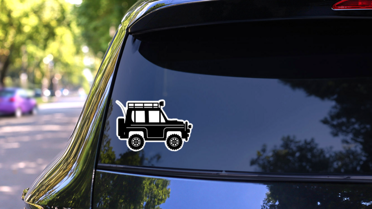 Off Road Silhouette Vehicle Sticker on a Rear Car Window (New) example