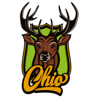Ohio Calligraphic Lettering With Deer Head Sticker