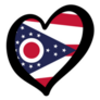 Ohio Flag Inside Heart Shape Sticker