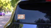 Ohio Lettering Illustration Sticker on a Rear Car Window (New) example