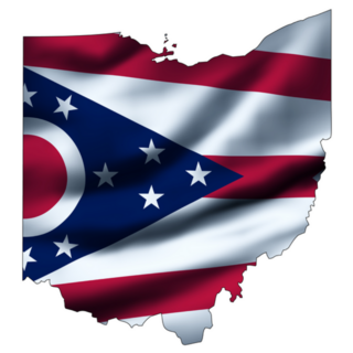 Ohio Map Illustration With Waving Flag Sticker