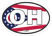 Ohio Oh State Flag Oval Sticker