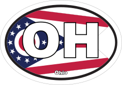 Ohio Oh State Flag Oval Sticker