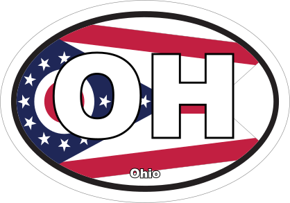 Ohio Oh State Flag Oval Sticker