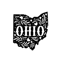 Ohio State Map With Doodle Decorative Ornaments Sticker