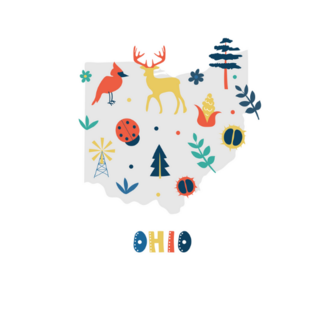 Ohio State Symbols And Nature Cartoon Sticker