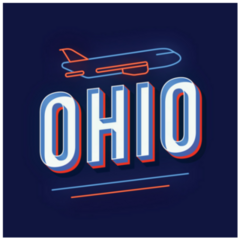 Ohio Vintage  Lettering Retro  Neon Light Aircraft Sticker