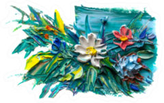Oil Painting A Bouquet Of Flowers And Leaves Sticker