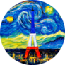 Oil Painting - City Skyline Of Paris Starry Night Sky Sticker