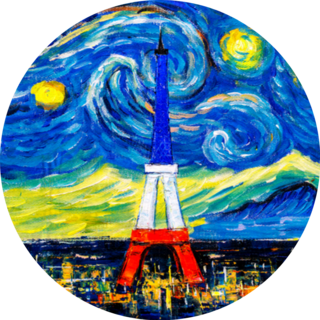 Oil Painting - City Skyline Of Paris Starry Night Sky Sticker